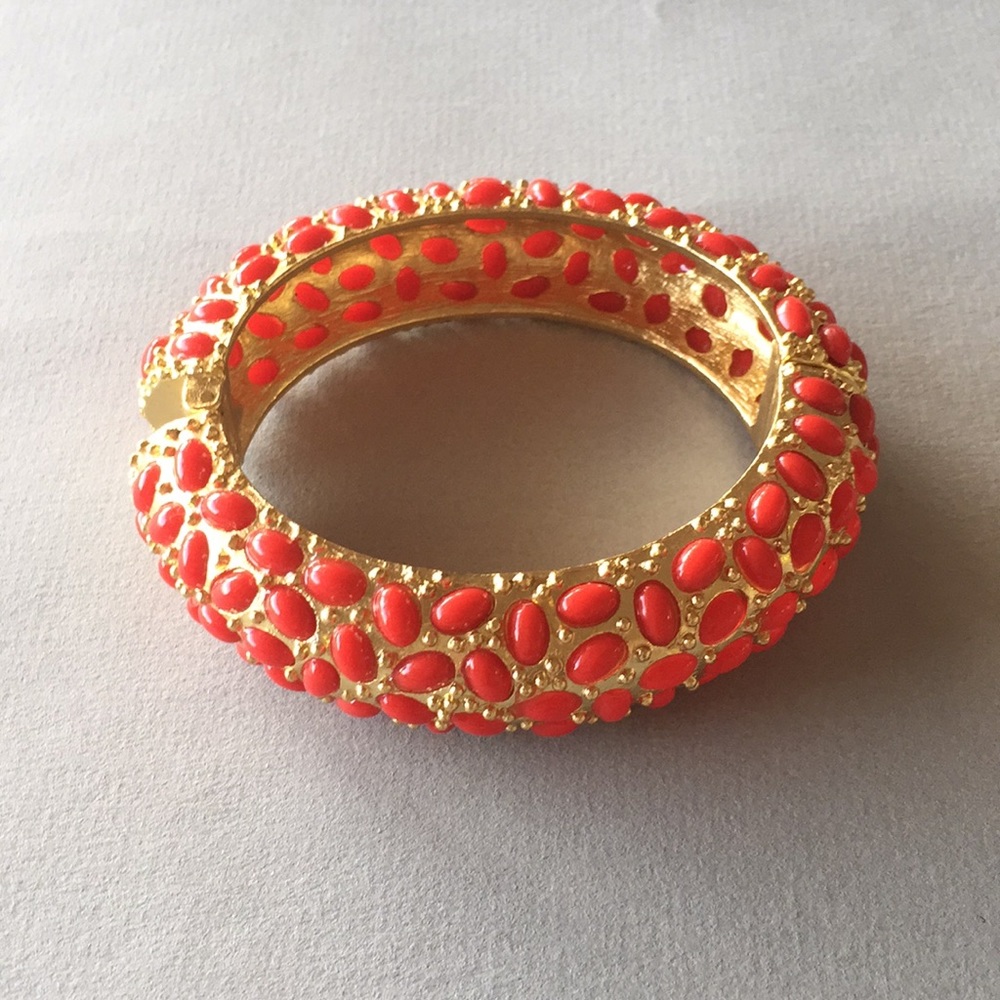 Ann Taylor LOFT gold red cuff bracelet